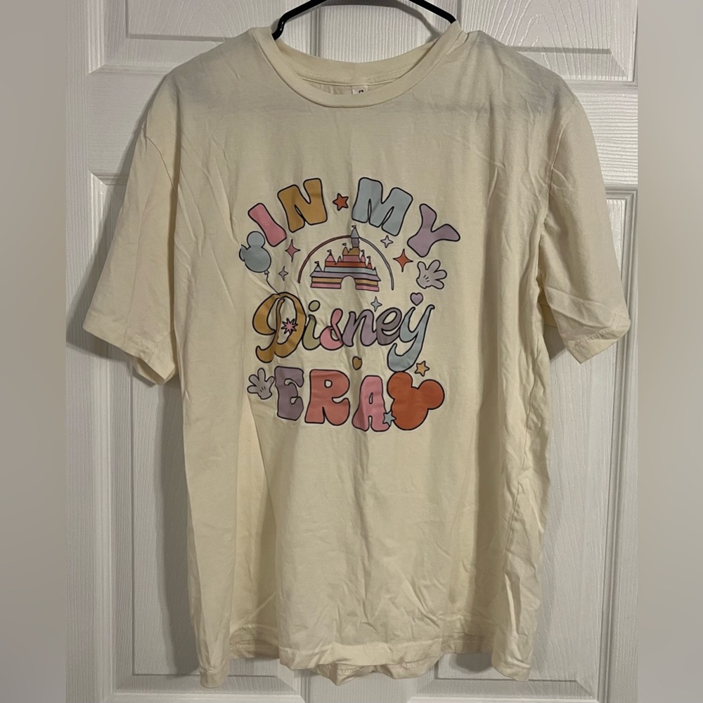 Outlash Wear Women’s  Size Large Cream Tshirt “In My Disney Era”